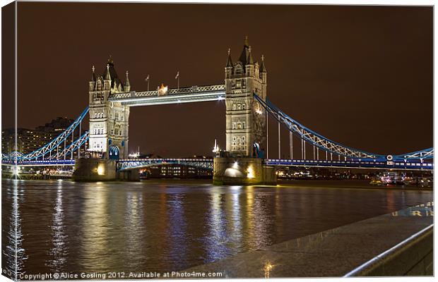 Tower Bridge at Night Canvas Print by Alice Gosling