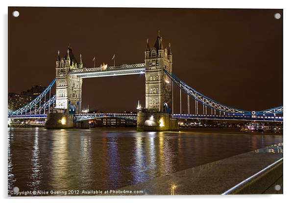 Tower Bridge at Night Acrylic by Alice Gosling