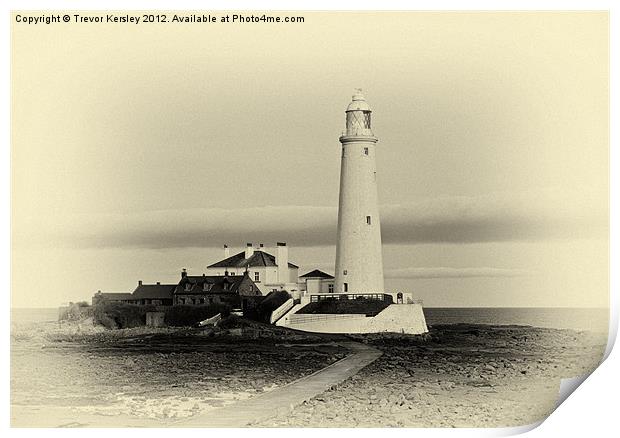 St Mary's Lighthouse Print by Trevor Kersley RIP