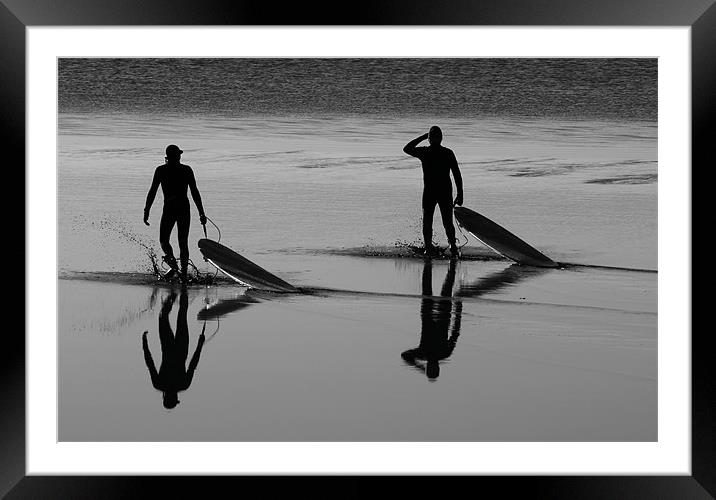 Surfers Severn Bore Framed Mounted Print by mark humpage