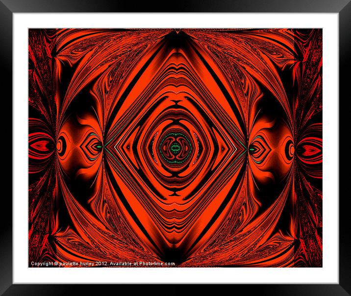 Abstract Red Paisley Framed Mounted Print by paulette hurley