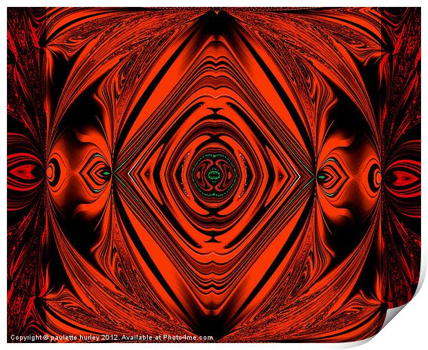 Abstract Red Paisley Print by paulette hurley