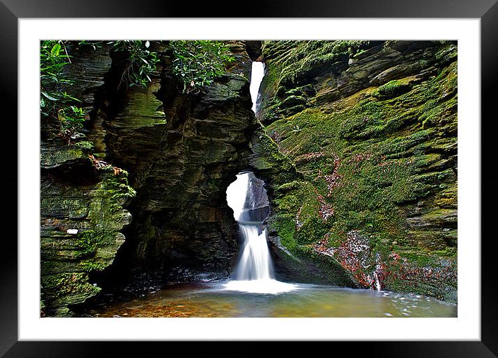 St Nectans Glen Waterfall Framed Mounted Print by Paul Mirfin
