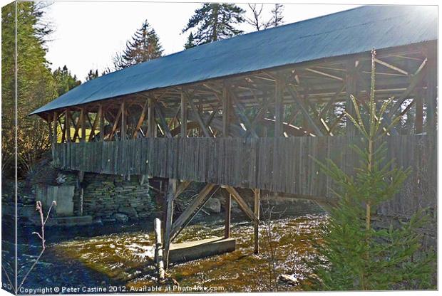 Bacon Road Covered Bridge Canvas Print by Peter Castine