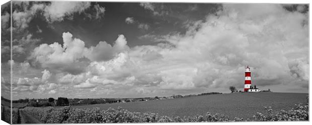 Happisburgh Lighthouse Panoramic Selective Colour Canvas Print by Paul Macro