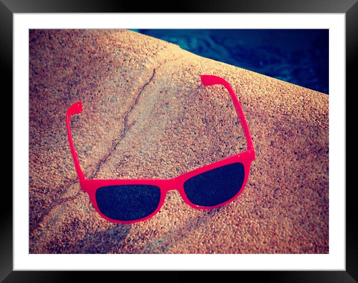 Sunglasses by the pool Framed Mounted Print by Amber-Rose Adkins