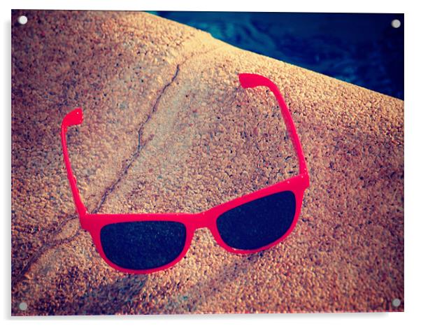 Sunglasses by the pool Acrylic by Amber-Rose Adkins