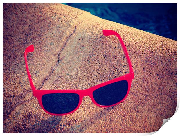 Sunglasses by the pool Print by Amber-Rose Adkins