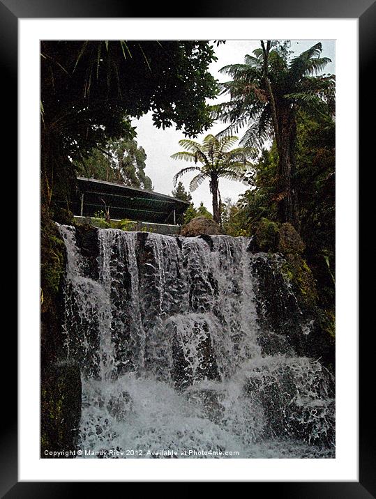 Garden Waterfall Framed Mounted Print by Mandy Rice