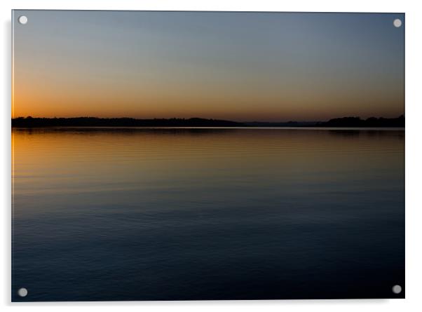 Sunset on Rutland Water Acrylic by Brett Trafford