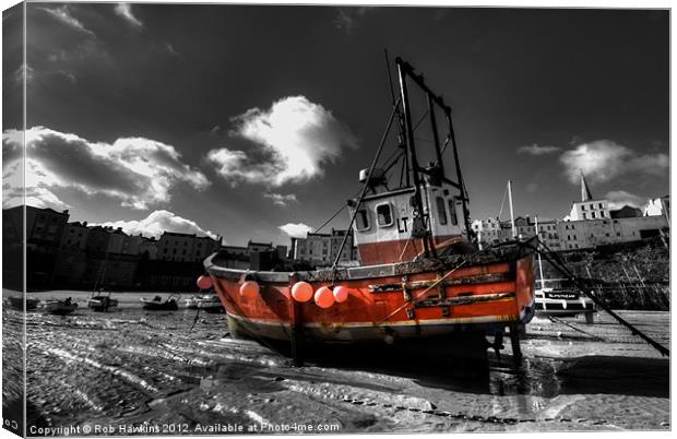 Little Red Fishing boat Canvas Print by Rob Hawkins