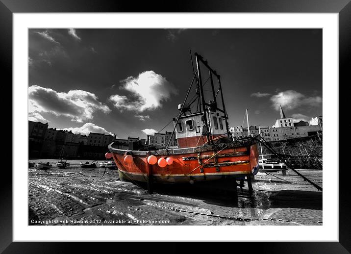 Little Red Fishing boat Framed Mounted Print by Rob Hawkins