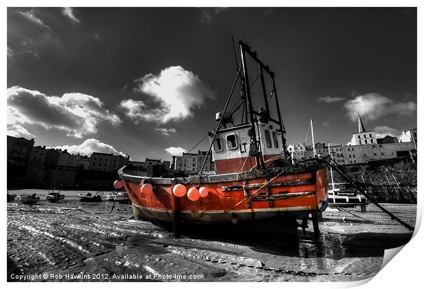 Little Red Fishing boat Print by Rob Hawkins