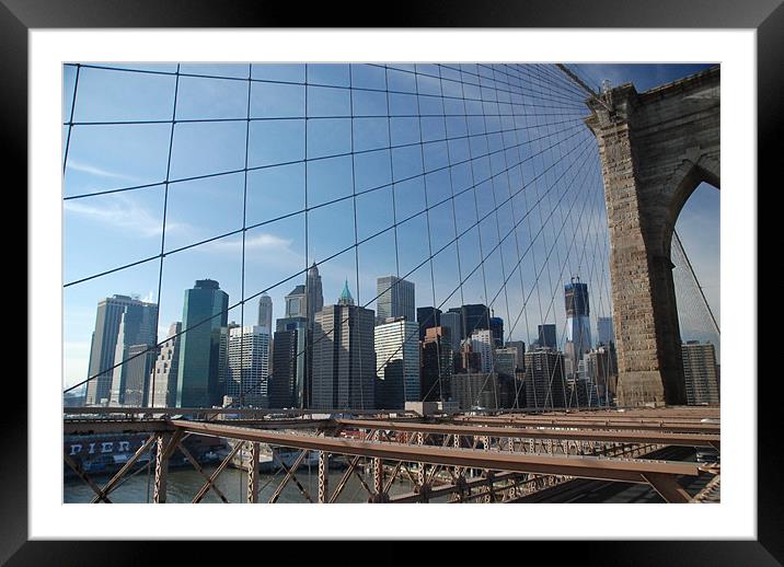 Manhattan From Brooklyn Bridge Framed Mounted Print by lee drage