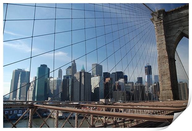 Manhattan From Brooklyn Bridge Print by lee drage