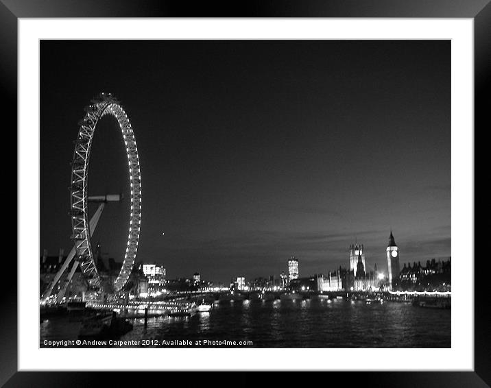 London at Night Framed Mounted Print by Andrew Carpenter
