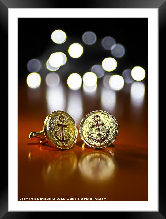 Anchor Cufflinks Framed Mounted Print by Buster Brown