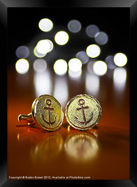 Anchor Cufflinks Framed Print by Buster Brown