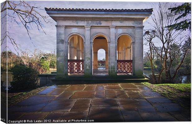 Roman boathouse, Birkenhead park Canvas Print by Rob Lester