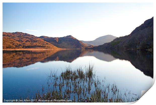 Sunset at Llyn Dinas Print by Jan Allen