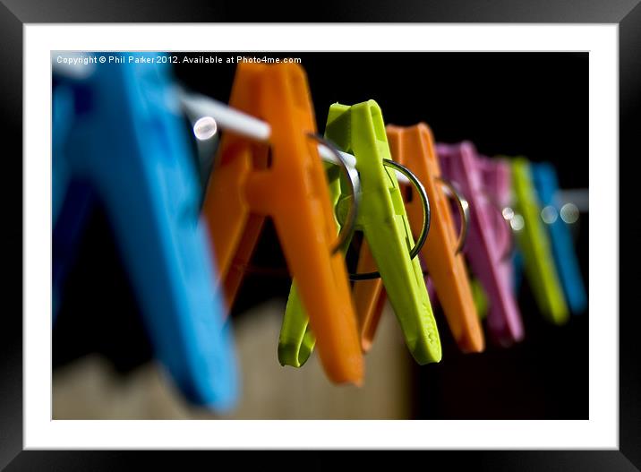 Clothes Pegs Framed Mounted Print by Phil Parker