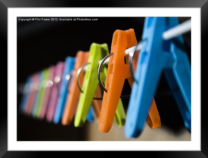 Clothes Pegs 2 Framed Mounted Print by Phil Parker