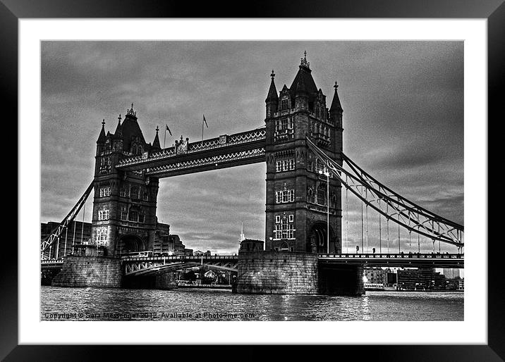 Tower bridge in black and white Framed Mounted Print by Sara Messenger