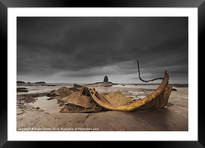 The Wreck at Saltwick Bay Framed Mounted Print by Creative Photography Wales
