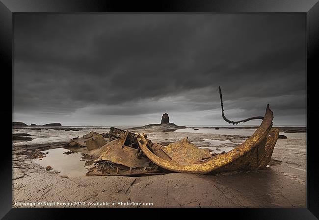 The Wreck at Saltwick Bay Framed Print by Creative Photography Wales