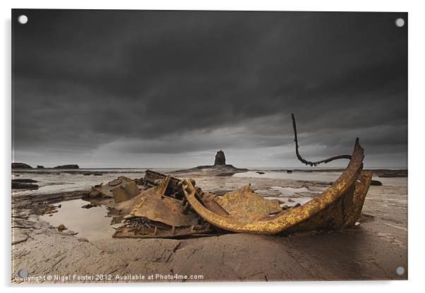 The Wreck at Saltwick Bay Acrylic by Creative Photography Wales