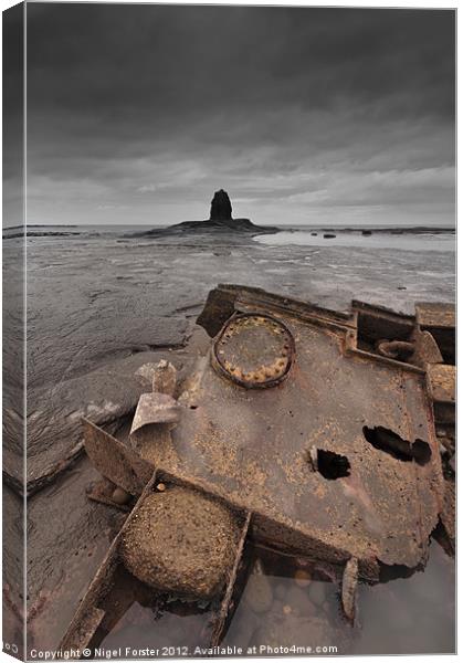 Black Nab Shipwreck Canvas Print by Creative Photography Wales