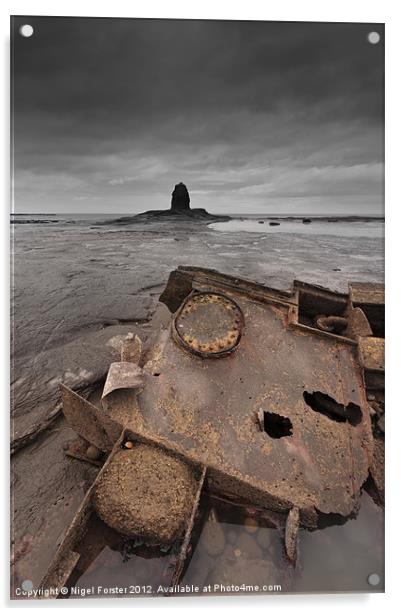 Black Nab Shipwreck Acrylic by Creative Photography Wales