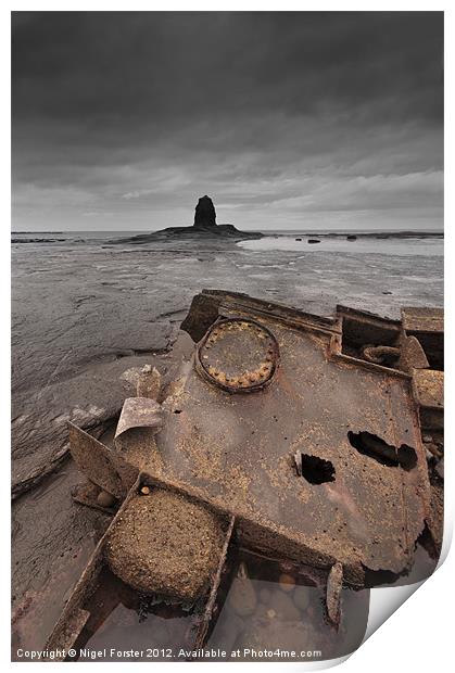 Black Nab Shipwreck Print by Creative Photography Wales