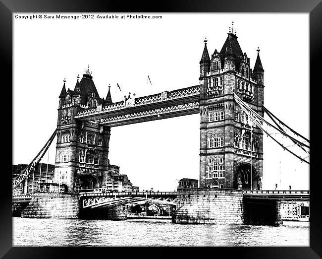 Tower bridge in White & Black Framed Print by Sara Messenger