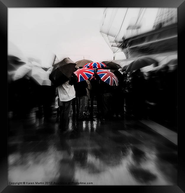 Union Jack Umbrellas Framed Print by Karen Martin