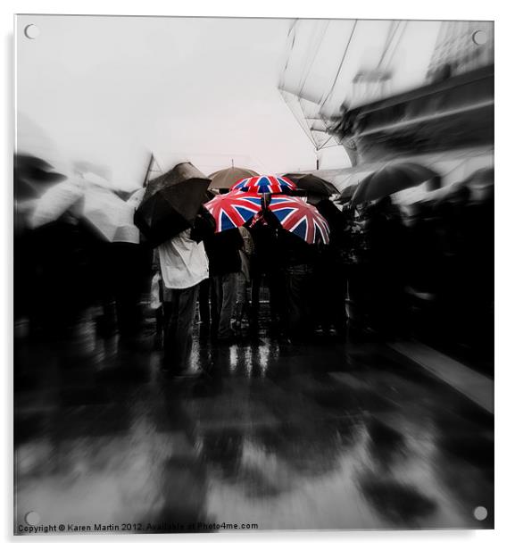 Union Jack Umbrellas Acrylic by Karen Martin