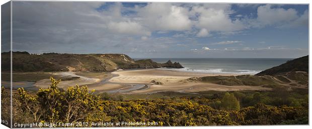 Three Cliffs Bay landscape Canvas Print by Creative Photography Wales