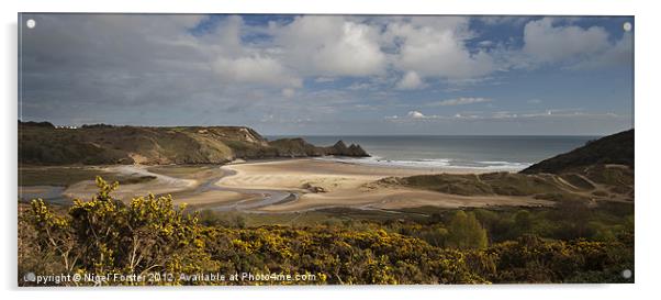 Three Cliffs Bay landscape Acrylic by Creative Photography Wales