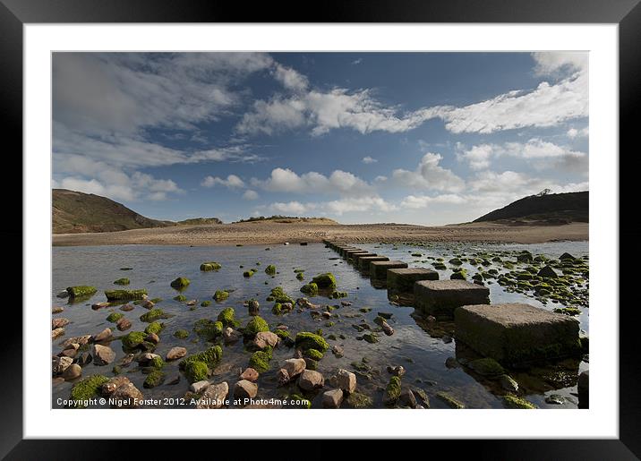 The stepping stones at Three Cliffs Bay Framed Mounted Print by Creative Photography Wales