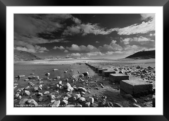 Three Cliffs stepping stones Framed Mounted Print by Creative Photography Wales