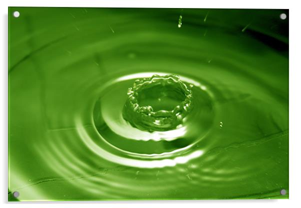 Green Water Drop Acrylic by Andrew Holland