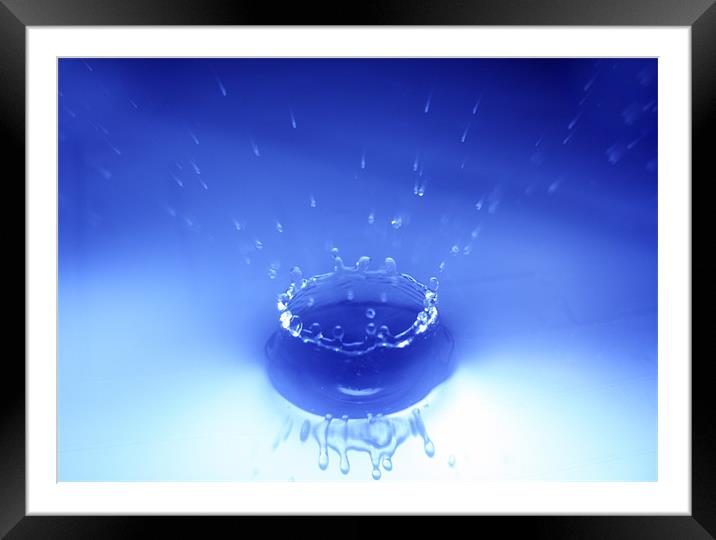 Blue Water Drop Framed Mounted Print by Andrew Holland