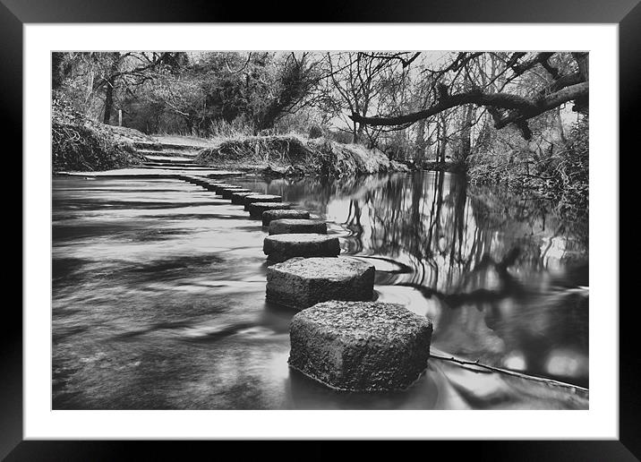 River Mole Stepping Stones Framed Mounted Print by Dean Messenger