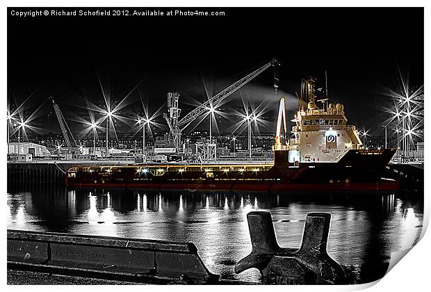 The Boat At Night Print by Richard Schofield