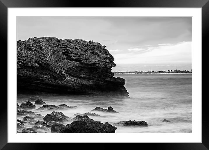 Black and White Rocks Framed Mounted Print by Roger Green
