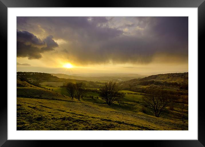 Gloucestershire's Golden Sundown Framed Mounted Print by David Tyrer