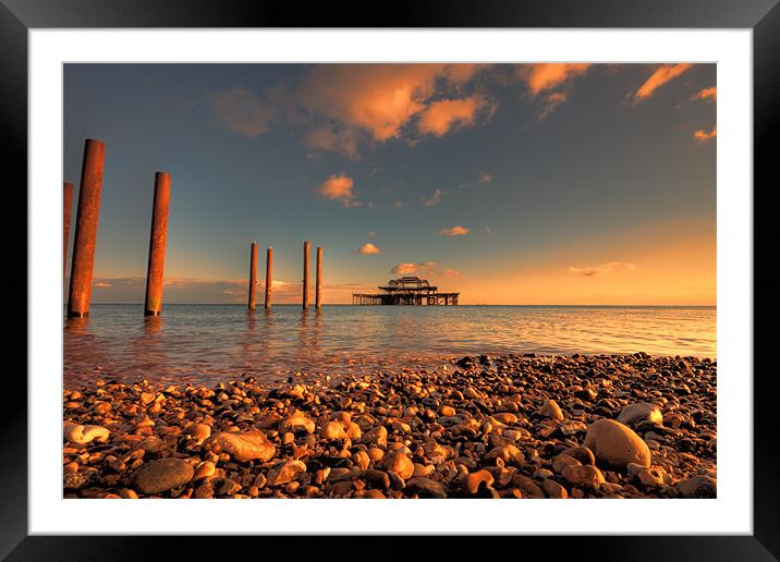 Brighton West Pier at Sunset Framed Mounted Print by Dean Messenger