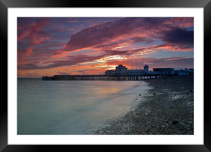 Pier Filtered Sunset Framed Mounted Print by Paul Gordon