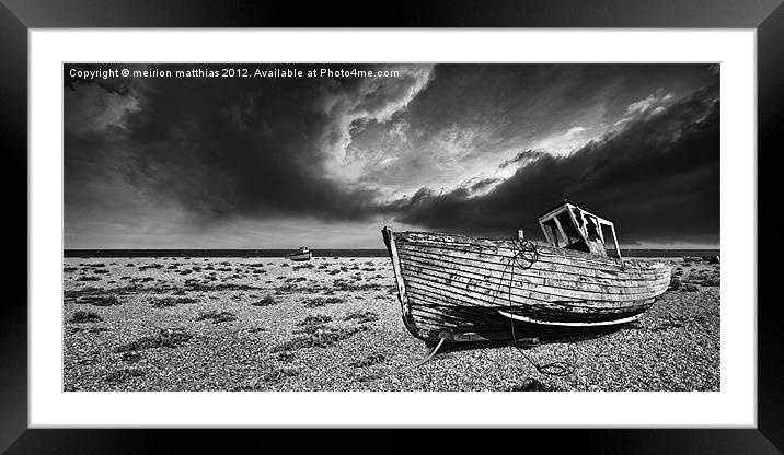 black and white in dungeness Framed Mounted Print by meirion matthias