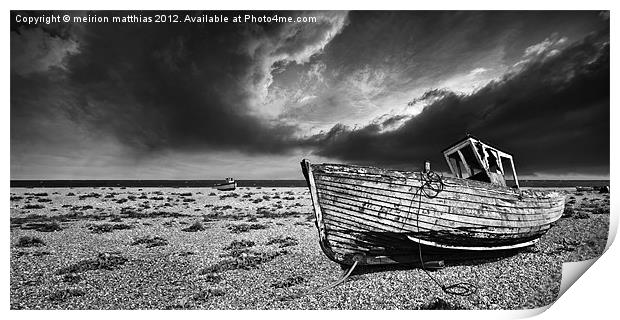 black and white in dungeness Print by meirion matthias